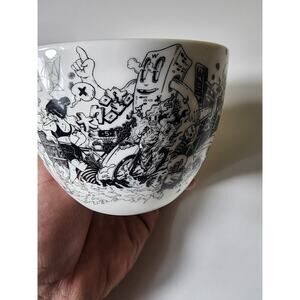 LUZERNE Ceramic Contemporary Art Whimsical Black and White Coffee Mugs -Set of 2